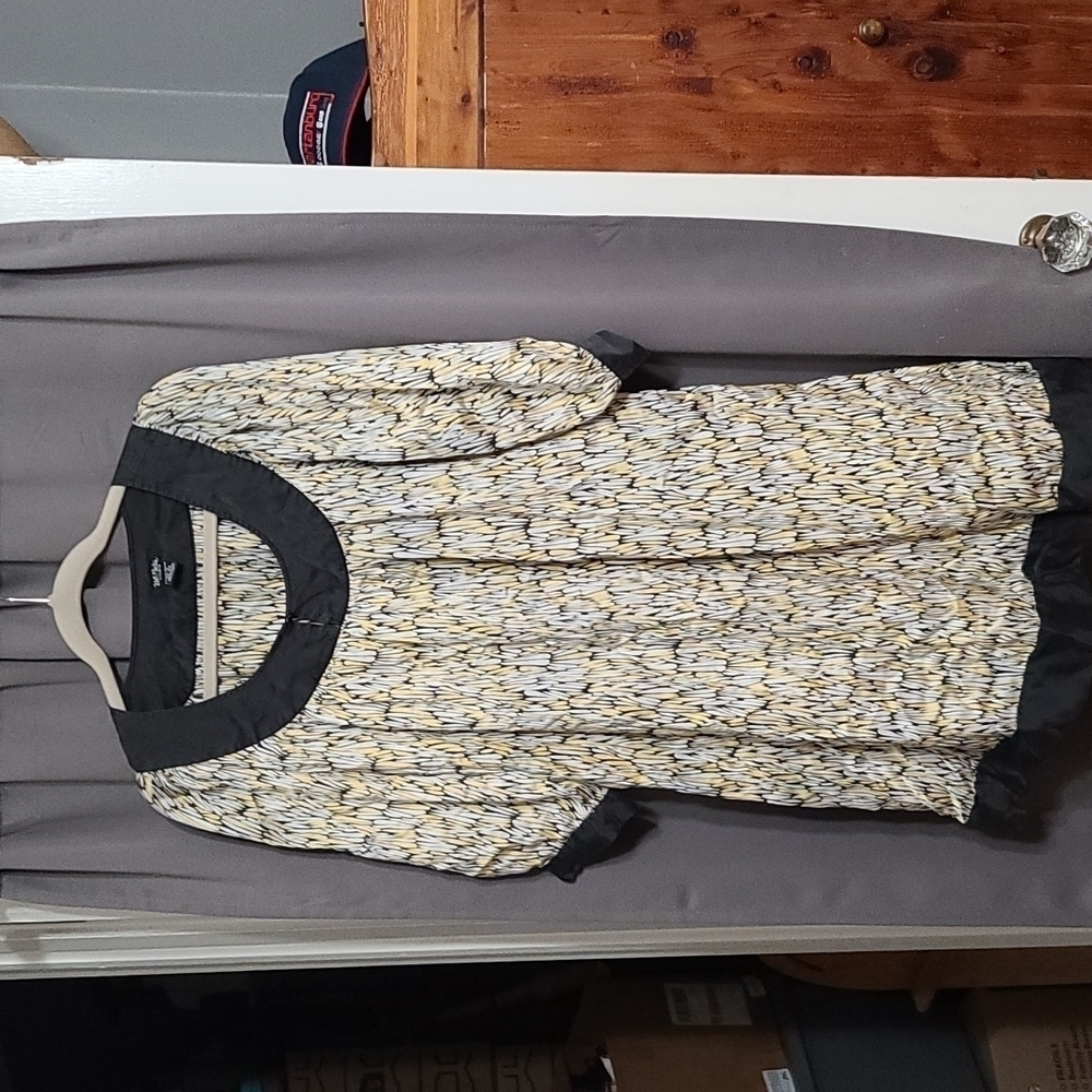 Bob Mackie Studio Womens Silk‎ Sheath Dress Black Yellow White Size 10 EUC